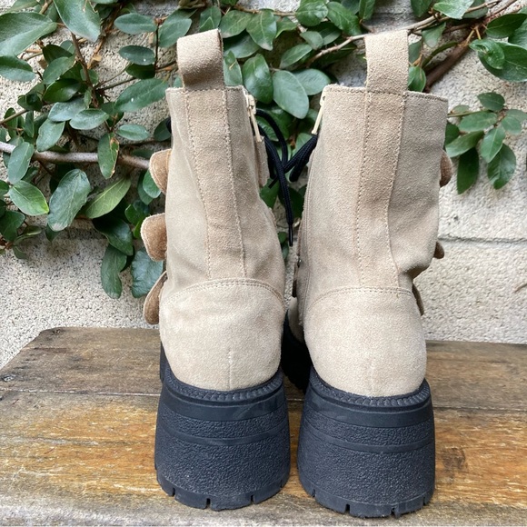 Free People Emmett Lace Up Lug Sole Boot in Latte Suede - Picture 7 of 14